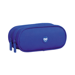ESTUCHE OVALADO DOBLE CIERRE AZUL