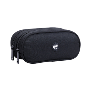 ESTUCHE OVALADO DOBLE CIERRE NEGRO